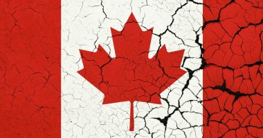 Canada flag crumbling concept