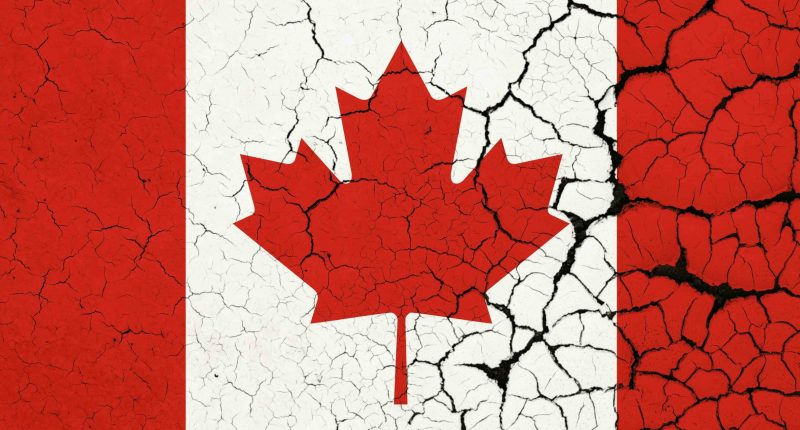 Canada flag crumbling concept