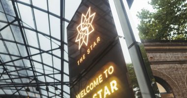 A Star Entertainment Group sign postage at the front of one of the casino operator's Queensland buildings.