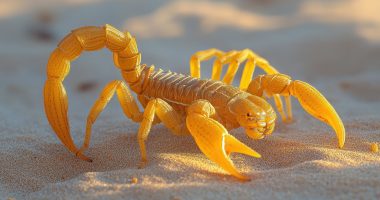 Yellow scorpion on sand