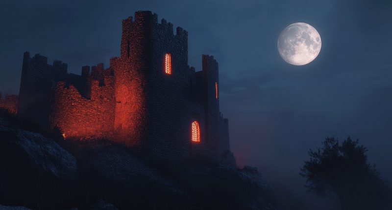 Image of a castle with a red roof