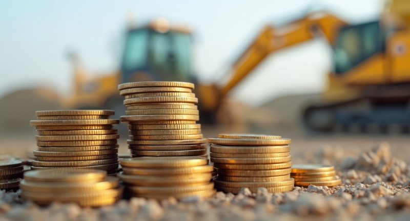 Money in front of a mining project