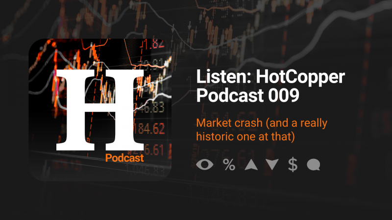 HotCopper Podcast Graphic which reads Episode 009 with copy that reads "Market crash (and a really historic one at that)."