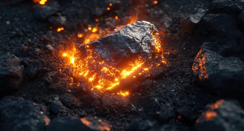 Metal on a coal fire