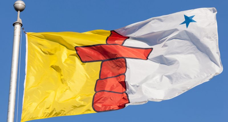 The flag of the Nunavut province of Canada