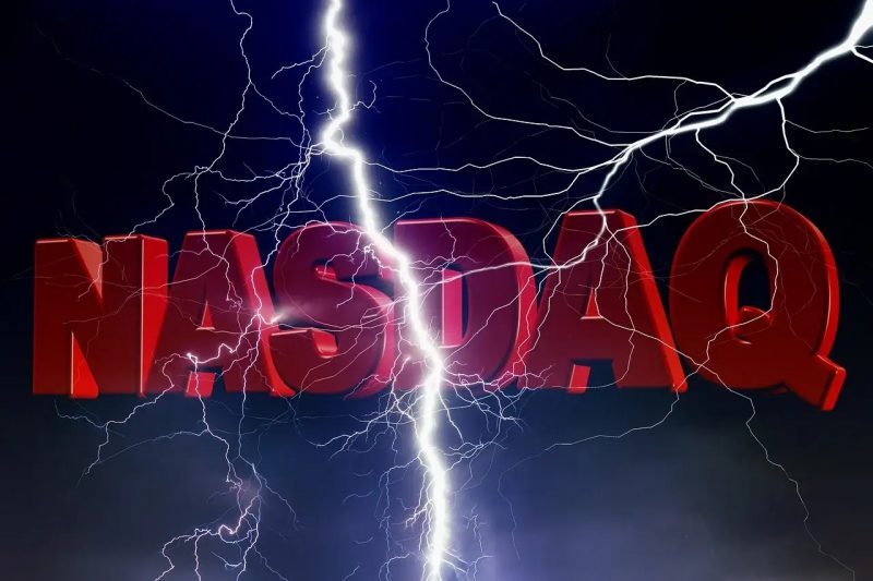 Nasdaq font and lightning bolts.