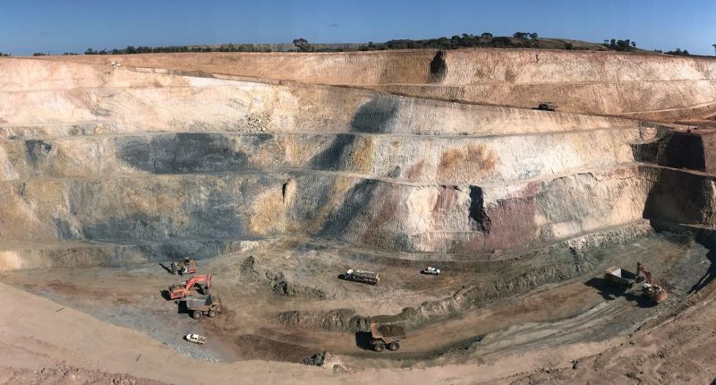 A large gold mine cut in the rock at the Excelsior Project