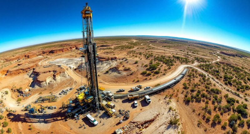 Construction gear the the KalGold Lighthorse prospect seen through a fisheye lens.