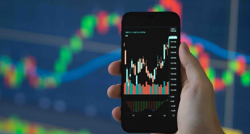 Smartphone trading concept Robinhood app trading app