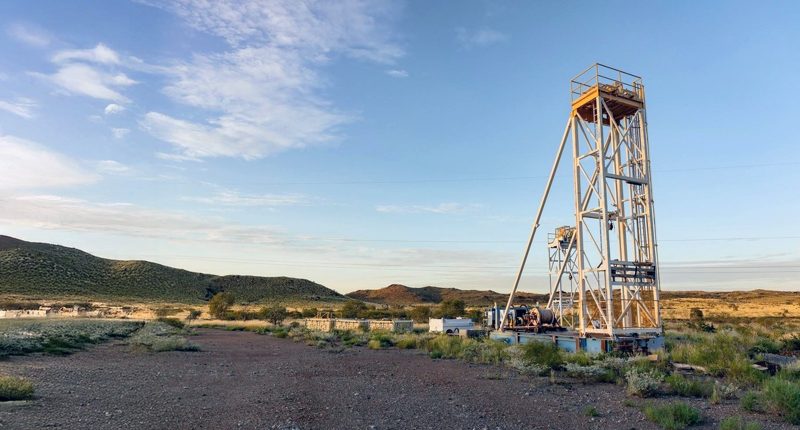 A tower rig over a flattened mining dirt road owned by West Coast Silver.