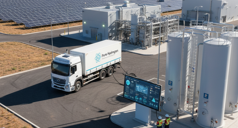 Vehicle delivering hydrogen from a plant
