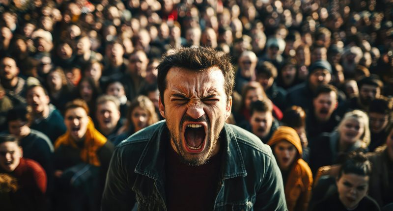 Angry crowd concept