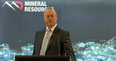 Chris Ellison presenting at a Mineral Resources MinRes AGM meeting.