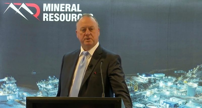 Chris Ellison presenting at a Mineral Resources MinRes AGM meeting.