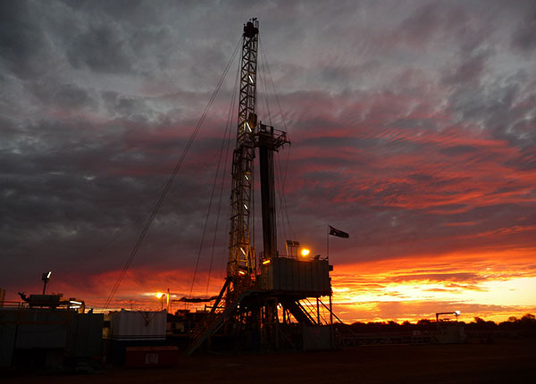 The Piedra Redonda Gas Field lit by a setting sun.