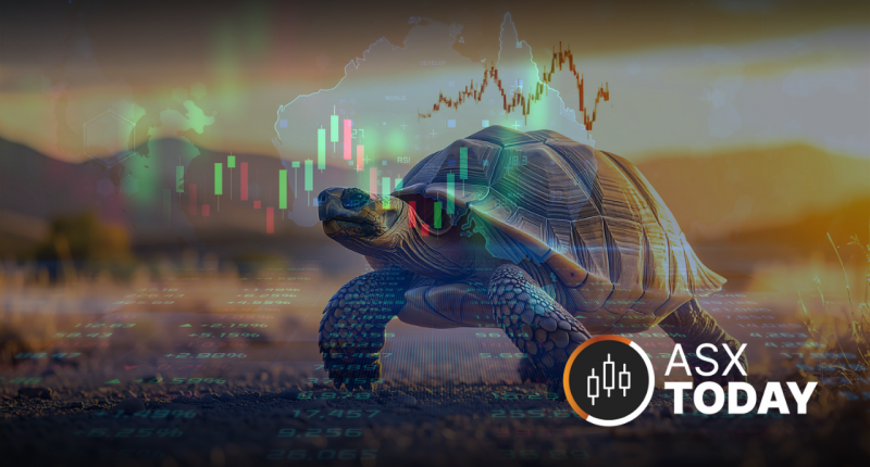 The ASX Today feature image with a yellow turtle (FLAT) silhouette beside The Market Link column branding.