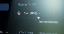 Microsoft copilot message window on computer background macro close up view