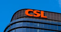 Close up of CSL sign on the office building in Melbourne, Victoria, Australia.