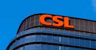Close up of CSL sign on the office building in Melbourne, Victoria, Australia.