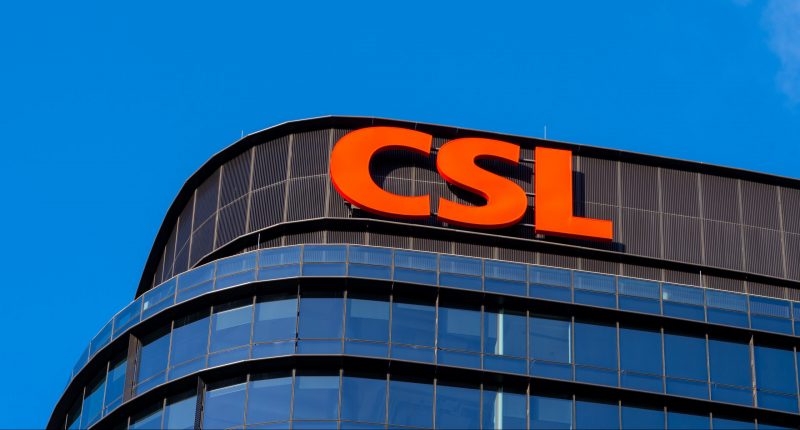 Close up of CSL sign on the office building in Melbourne, Victoria, Australia.