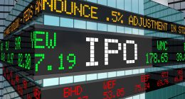 IPO Initial Private Offering Stock Market Ticker Building 3d Illustration