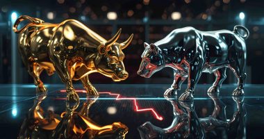 Gold silver bull bear concept