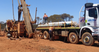 Catalina Resources workers roll a truck into the Evanston mine.