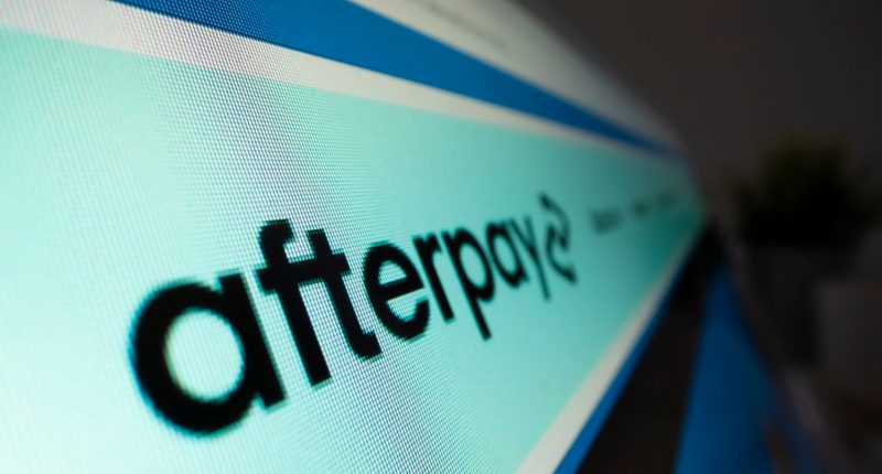 Close-up view of Afterpay logo on its website